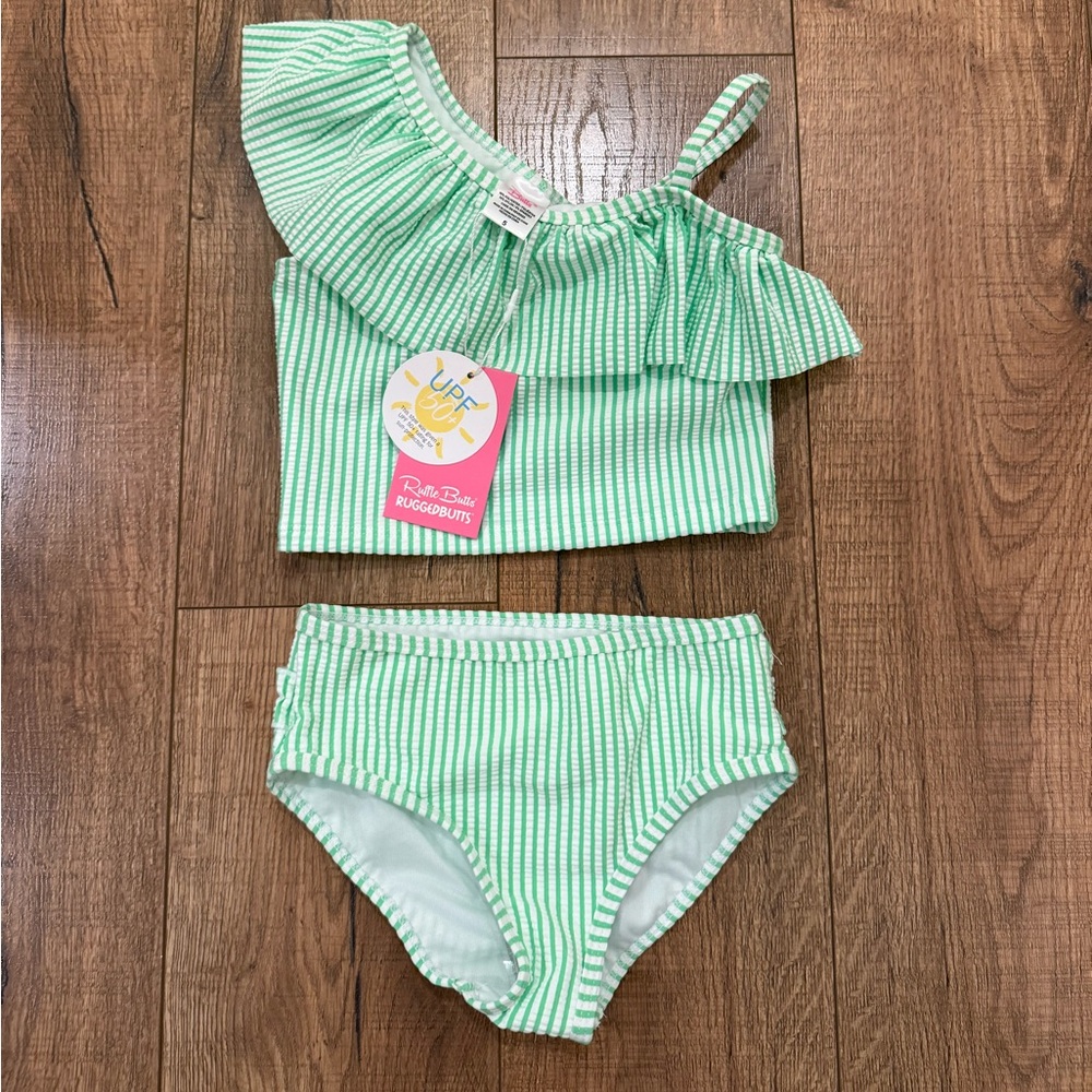 Green Rufflebutt two-piece girls swimsuit